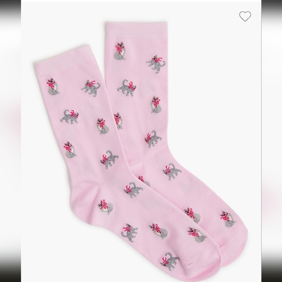 J.Crew Women’s Cats And Bows Pink Grey Trouser Socks NWT - Picture 1 of 6